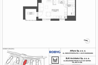 Rzut - Mieszkanie na sprzedaż 1 pokój o powierzchni 29,88 m² - numer A.10M08 w WENDY