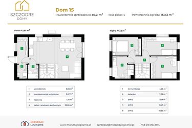 Rzut - Dom na sprzedaż 4 pokoje o powierzchni 89,57 m² - numer 15 w Szczodre Domy