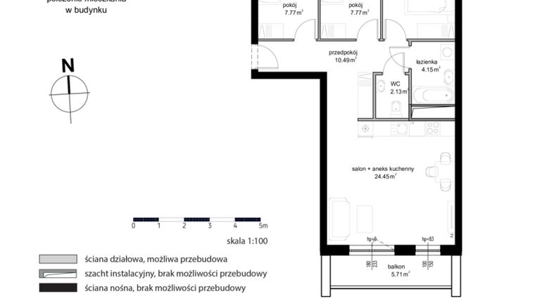 Rzut - Mieszkanie na sprzedaż 4 pokoje o powierzchni 66,15 m² - numer M 08 w Kwietny Ogród