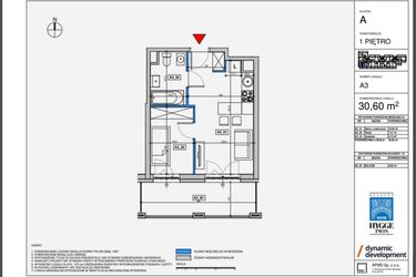 Rzut - Mieszkanie na sprzedaż 2 pokoje o powierzchni 44,25 m² - numer M1 w Inwestycja Hrubieszów etap 1