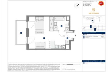 Rzut - Mieszkanie na sprzedaż 1 pokój o powierzchni 30,59 m² - numer F-13 w Apartamenty Park Matecznego Etap 2