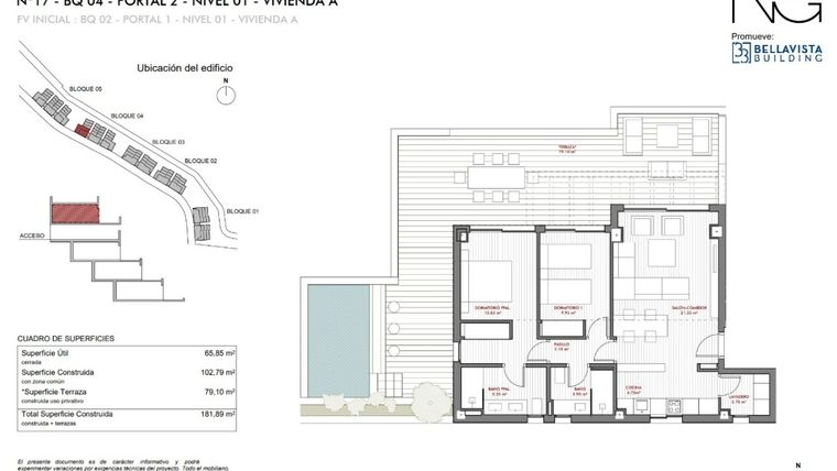 Rzut - Mieszkanie na sprzedaż 2 pokoje o powierzchni 102 m² - numer 421A w Navigolf Suites - Mijas