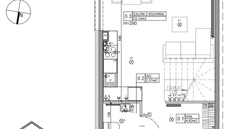 Rzut - Dom na sprzedaż 3 pokoje o powierzchni 65,15 m² - numer 26 w Zielone Ogrody