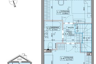 Rzut - Dom na sprzedaż 3 pokoje o powierzchni 72,53 m² - numer 78B w Nova Magdalenka 7 etap IX-XII