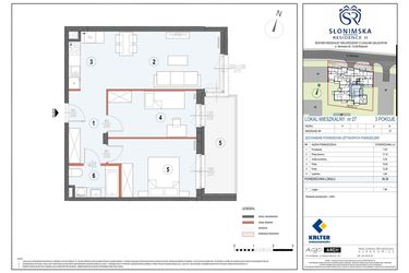 Rzut - Mieszkanie na sprzedaż 3 pokoje o powierzchni 56,38 m² - numer M27 w Słonimska Residence II