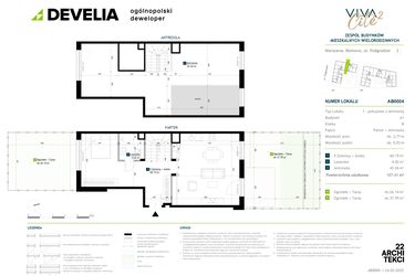 Rzut - Mieszkanie na sprzedaż 1 pokój o powierzchni 107,43 m² - numer AB0004 w Viva Cité 2