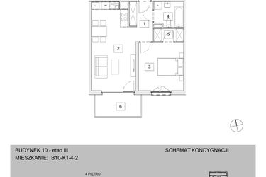 Rzut - Mieszkanie na sprzedaż 2 pokoje o powierzchni 48,12 m² - numer B10-K1-4-2 w Żerniki na Novo III