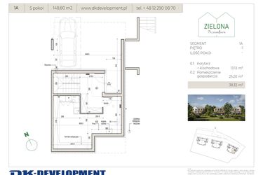 Rzut - Dom na sprzedaż 5 pokoi o powierzchni 148,8 m² - numer 1A w Zielona Poziomkowa