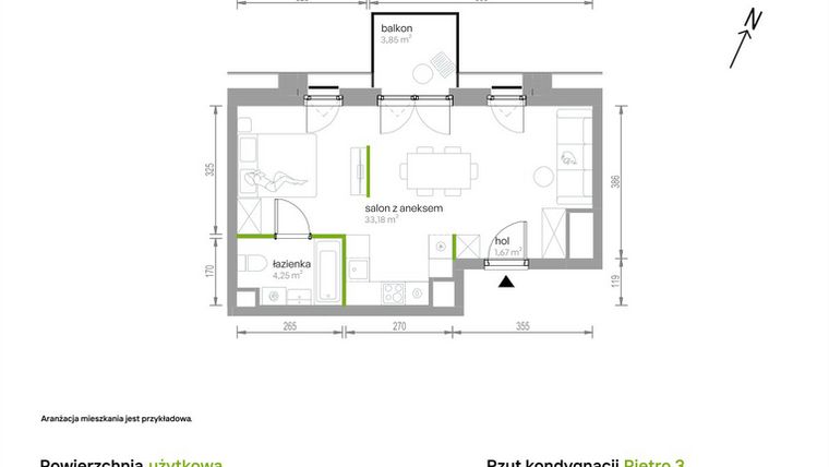 Rzut - Mieszkanie na sprzedaż 1 pokój o powierzchni 39,1 m² - numer 3/A/09 w Kijowska Vita