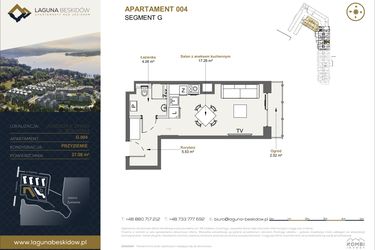 Rzut - Mieszkanie na sprzedaż 1 pokój o powierzchni 27,08 m² - numer G.4 w Laguna Beskidów