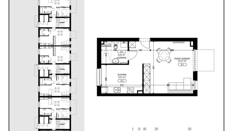 Rzut - Mieszkanie na sprzedaż 1 pokój o powierzchni 37,12 m² - numer B1-M14 w Śląska Park