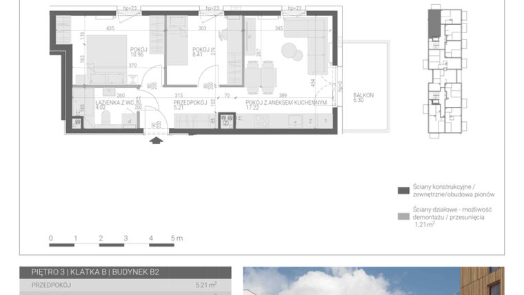 Rzut - Mieszkanie na sprzedaż 3 pokoje o powierzchni 45,82 m² - numer M-34 w Forma Augustów