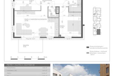 Rzut - Mieszkanie na sprzedaż 3 pokoje o powierzchni 58,22 m² - numer M-7 w Forma Augustów