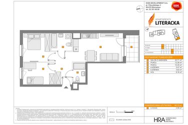 Rzut - Mieszkanie na sprzedaż 3 pokoje o powierzchni 60,05 m² - numer A.4 w Apartamenty Literacka