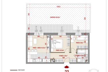 Rzut - Mieszkanie na sprzedaż 3 pokoje o powierzchni 49,33 m² - numer 23 w Zalesie