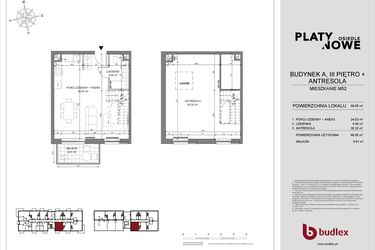 Rzut - Mieszkanie na sprzedaż 1 pokój o powierzchni 38,53 m² - numer A.52 w Osiedle Platynowe