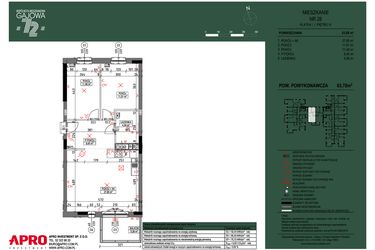 Rzut - Mieszkanie na sprzedaż 3 pokoje o powierzchni 63,78 m² - numer 28 w Wspólnota Mieszkaniowa Gajowa 72