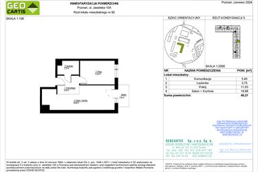Rzut - Mieszkanie na sprzedaż 2 pokoje o powierzchni 40,21 m² - numer C92 w Jasielska 8C