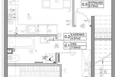 Rzut - Mieszkanie na sprzedaż 3 pokoje o powierzchni 48,03 m² - numer 35 w Manufaktura Marki 2 etap II