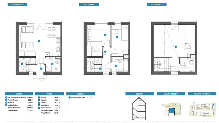 Rzut - Dom na sprzedaż 3 pokoje o powierzchni 65,39 m² - numer 6a w Leszczyńskiego 25