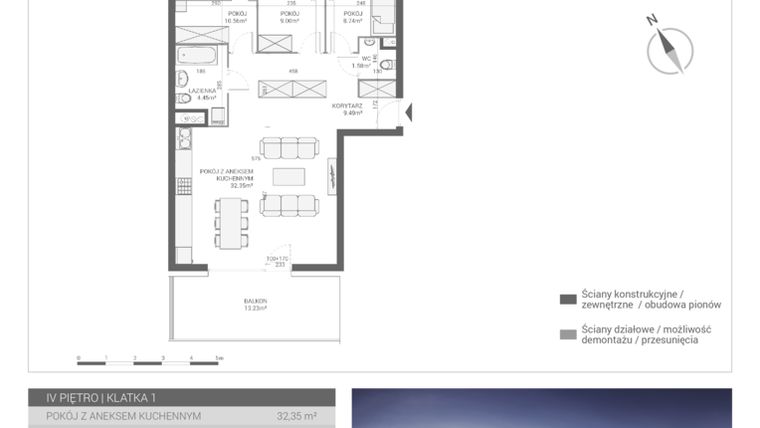 Rzut - Mieszkanie na sprzedaż 4 pokoje o powierzchni 76,17 m² - numer M21 w Apartamenty Przystań bud. F