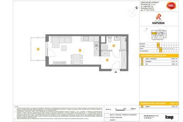 Rzut - Mieszkanie na sprzedaż 1 pokój o powierzchni 29,55 m² - numer D.11 w Osiedle Rapsodia etap 2