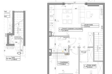 Rzut - Mieszkanie na sprzedaż 3 pokoje o powierzchni 58,82 m² - numer 78 w Manufaktura Marki 2 etap III