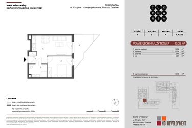 Rzut - Mieszkanie na sprzedaż 2 pokoje o powierzchni 40,22 m² - numer M.A.0.010 w CUKROWNIA