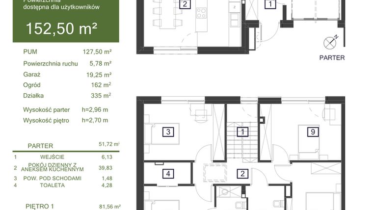 Rzut - Dom na sprzedaż 5 pokoi o powierzchni 152,53 m² - numer 31G w Osiedle Żywiczna