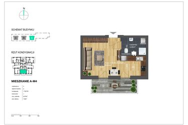 Rzut - Mieszkanie na sprzedaż 1 pokój o powierzchni 28,79 m² - numer A-M4 w Bunscha Park 4.0