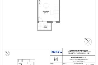 Rzut - Mieszkanie na sprzedaż 1 pokój o powierzchni 29,31 m² - numer A.1M06 w Kobieli 4