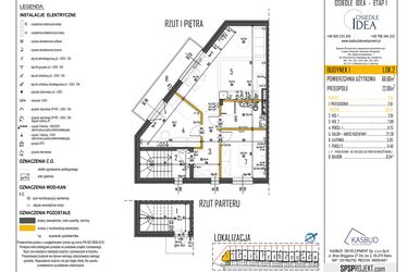 Rzut - Mieszkanie na sprzedaż 3 pokoje o powierzchni 68,68 m² - numer 1-L2 w Osiedle Idea etap I