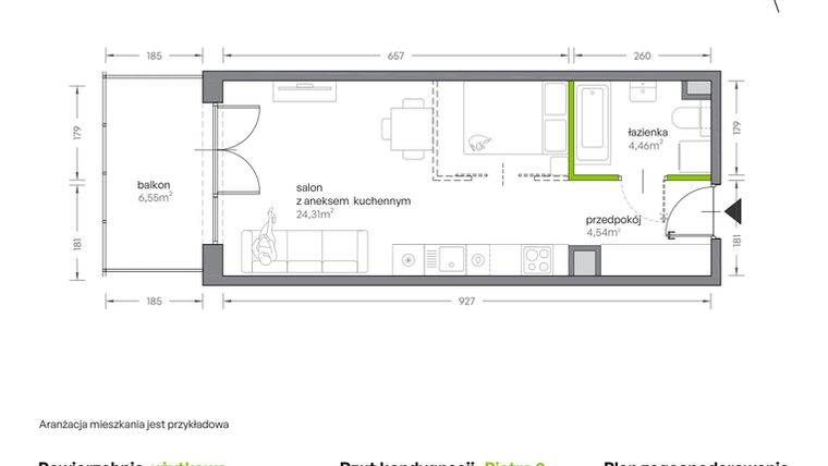 Rzut - Mieszkanie na sprzedaż 1 pokój o powierzchni 33,31 m² - numer A.090 w Żabiniec Vita