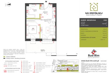 Rzut - Mieszkanie na sprzedaż 2 pokoje o powierzchni 36,64 m² - numer C3 w Na Wspólnej etap 2