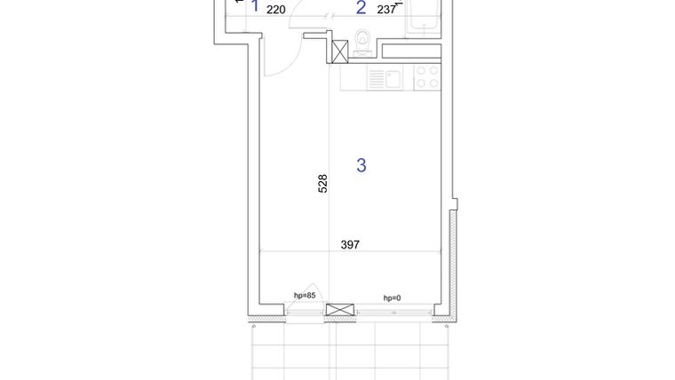 Rzut - Mieszkanie na sprzedaż 1 pokój o powierzchni 29,88 m² - numer 6A.45 w Mierzeja Wiślana etap IV