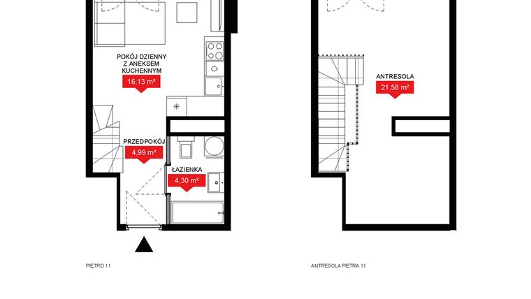Rzut - Mieszkanie na sprzedaż 1 pokój o powierzchni 47,29 m² - numer A2 352 w 29L