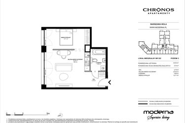 Rzut - Mieszkanie na sprzedaż 2 pokoje o powierzchni 44,93 m² - numer 322 w Chronos etap II