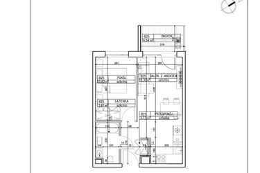 Rzut - Mieszkanie na sprzedaż 2 pokoje o powierzchni 36,46 m² - numer B25 w Symfonia - Chodkiewicza 9