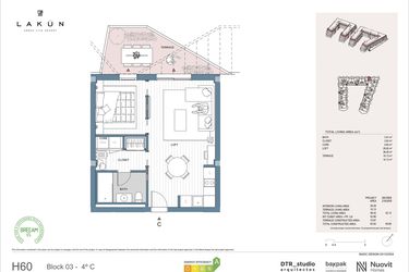 Rzut - Mieszkanie na sprzedaż 1 pokój o powierzchni 5,3 m² - numer LK34C w Lakun