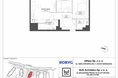 Rzut - Mieszkanie na sprzedaż 3 pokoje o powierzchni 62,17 m² - numer A.8M05 w WENDY