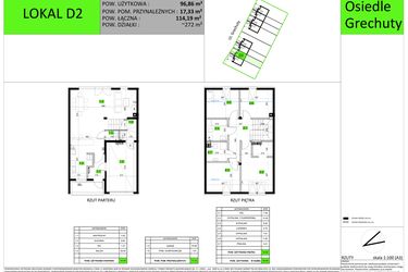 Rzut - Dom na sprzedaż 5 pokoi o powierzchni 114,19 m² - numer D2 w Osiedle Grechuty