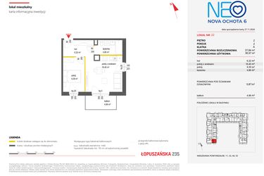 Rzut - Mieszkanie na sprzedaż 2 pokoje o powierzchni 40,11 m² - numer 22 w Neo Nova Ochota 6