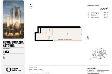 Rzut - Lokal użytkowy na sprzedaż 1 pokój o powierzchni 25,7 m² - numer U.03 w Nowa Gwiazda