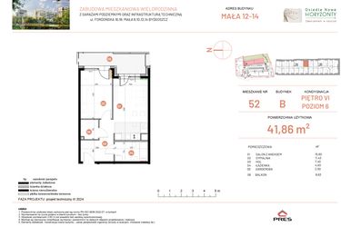 Rzut - Mieszkanie na sprzedaż 2 pokoje o powierzchni 41,86 m² - numer 12.52 w Osiedle Nowe Horyzonty etap III
