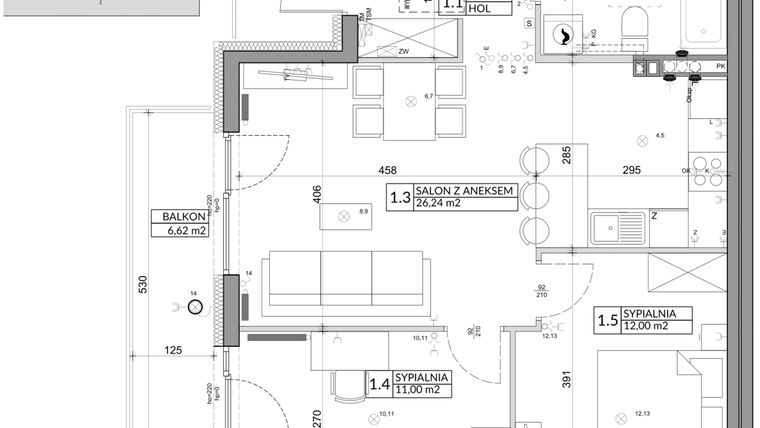 Rzut - Mieszkanie na sprzedaż 3 pokoje o powierzchni 61,85 m² - numer 35B w Osiedle Młodych etap IV