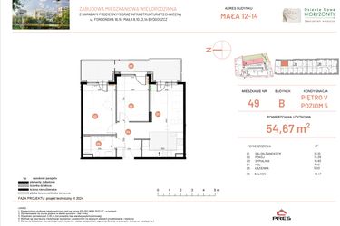 Rzut - Mieszkanie na sprzedaż 3 pokoje o powierzchni 54,67 m² - numer 12.49 w Osiedle Nowe Horyzonty etap III