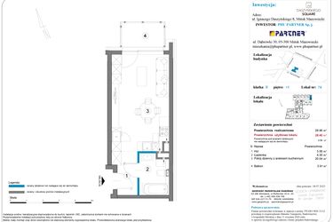 Rzut - Mieszkanie na sprzedaż 1 pokój o powierzchni 28,96 m² - numer B.1.74 w Daszyńskiego Square etap 1