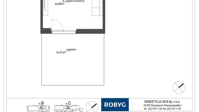Rzut - Mieszkanie na sprzedaż 1 pokój o powierzchni 28,38 m² - numer RM/2A/A/0/2 w Rytm Mokotowa - etap 2A