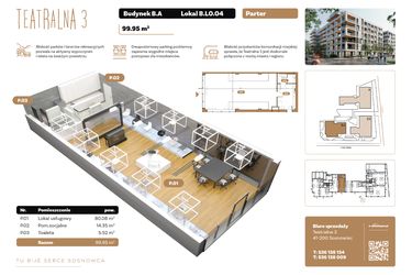 Rzut - Lokal użytkowy na sprzedaż 1 pokój o powierzchni 99,95 m² - numer BL 04 w Teatralna 3