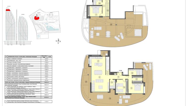 Rzut - Mieszkanie na sprzedaż 3 pokoje o powierzchni 423 m² - numer 40-S-286 w Apartamenty w Benidorm - 28229441